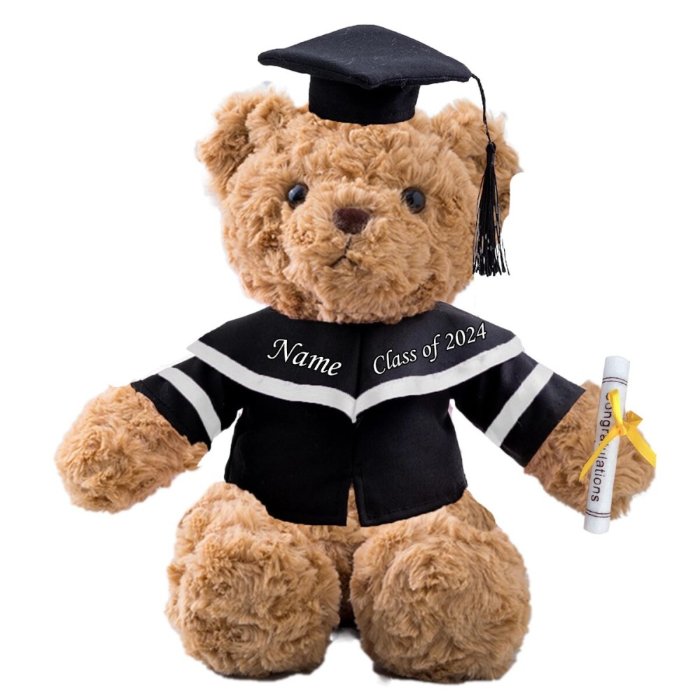 Graduation Teddy Bear Class of 2024 Personalized Graduation Gifts with Custom Text, Name or Date, Teddy Bear Stuffed for Her 2024 High School College Kindergarten Graduation Gifts (11 in-Text)