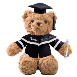 Graduation Teddy Bear Class of 2024 Personalized Graduation Gifts with Custom Text, Name or Date, Teddy Bear Stuffed for Her 2024 High School College Kindergarten Graduation Gifts (11 in-Text)