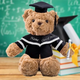 Graduation Teddy Bear Class of 2024 Personalized Graduation Gifts with Custom Text, Name or Date, Teddy Bear Stuffed for Her 2024 High School College Kindergarten Graduation Gifts (11 in-Text)