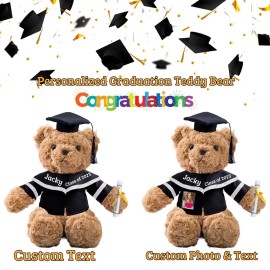 Graduation Teddy Bear Class of 2024 Personalized Graduation Gifts with Custom Text, Name or Date, Teddy Bear Stuffed for Her 2024 High School College Kindergarten Graduation Gifts (11 in-Text)