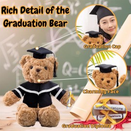 Graduation Teddy Bear Class of 2024 Personalized Graduation Gifts with Custom Text, Name or Date, Teddy Bear Stuffed for Her 2024 High School College Kindergarten Graduation Gifts (11 in-Text)