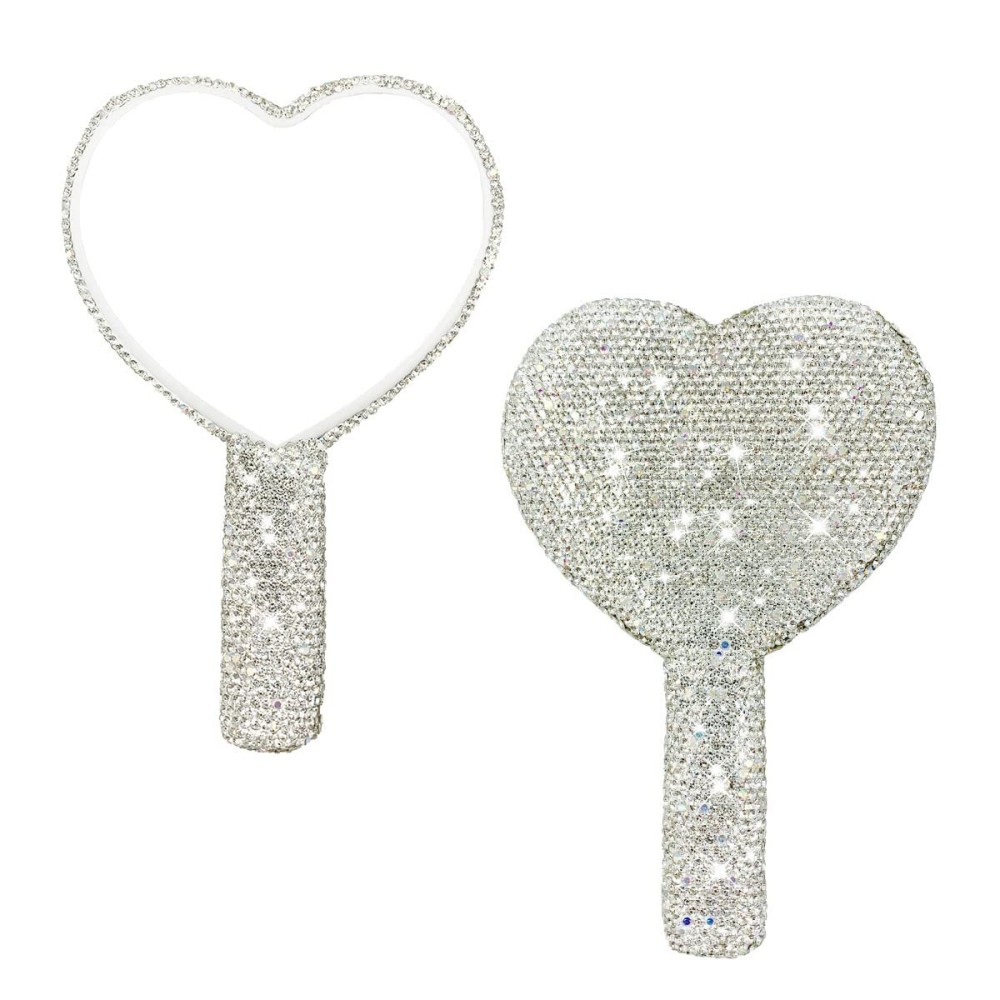 LOPURO Sparkling Rhinestone Heart Shaped Handheld Mirror, Rhinestone Handheld Heart Mirror Bling Glitter Cute Cosmetic Hand Mirror with Handle Portable Makeup Mirror for Women Travel LOPURO Sparkling Rhinestone Heart Shaped Handheld Mirror, Rhinestone Handheld Heart Mirror Bling Glitter Cute Cosmetic Hand Mirror with Handle Portable Makeup Mirror for Women Travel