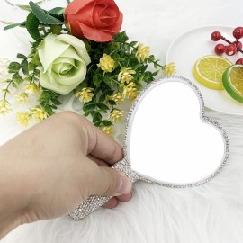 LOPURO Sparkling Rhinestone Heart Shaped Handheld Mirror, Rhinestone Handheld Heart Mirror Bling Glitter Cute Cosmetic Hand Mirror with Handle Portable Makeup Mirror for Women Travel LOPURO Sparkling Rhinestone Heart Shaped Handheld Mirror, Rhinestone Handheld Heart Mirror Bling Glitter Cute Cosmetic Hand Mirror with Handle Portable Makeup Mirror for Women Travel