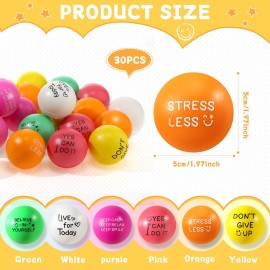 Wettarn 30 Pcs Motivational Stress Balls for Teens and Adults 1.97\'\' Colorful Foam Inspirational Quotes Stress Balls Hand Exercise Toys Employee Appreciation Gift for Anxiety Tension Relieve