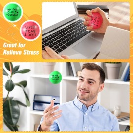 Wettarn 30 Pcs Motivational Stress Balls for Teens and Adults 1.97\'\' Colorful Foam Inspirational Quotes Stress Balls Hand Exercise Toys Employee Appreciation Gift for Anxiety Tension Relieve
