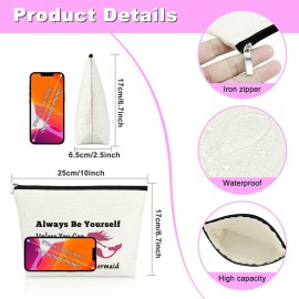 Mermaid Gifts Makeup Bag Mermaid Lover Gift Inspirational Cosmetic Bag Encouragement Birthday Christmas Appreciation Present for Daughter Sister Bestie Friend White