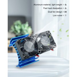 VXL-3s ESC Cooling Fan and Motor Dual Fan Compatible with Traxxas Slash 4x4 Stampede 4x4 Rustler 4x4, Blue