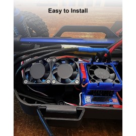 VXL-3s ESC Cooling Fan and Motor Dual Fan Compatible with Traxxas Slash 4x4 Stampede 4x4 Rustler 4x4, Blue