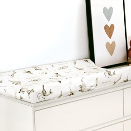 GRSSDER Stretch Ultra Soft Jersey Knit Changing Pad Cover Set 2 Pack, Change Table Pad Covers Fit 32/34 x 16 Pads Safe and Snug, Pretty Pattern for Baby, Dinosaur