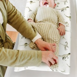 GRSSDER Stretch Ultra Soft Jersey Knit Changing Pad Cover Set 2 Pack, Change Table Pad Covers Fit 32/34 x 16 Pads Safe and Snug, Pretty Pattern for Baby, Dinosaur