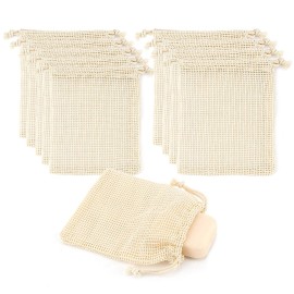 DODAMOUR 10 Pcs Soap Saver Pouch, Foaming and Drying Soap Net, Bar Soap Mess Bag for Exfoliating, Shower, Massage (Beige)
