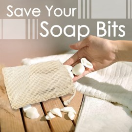 DODAMOUR 10 Pcs Soap Saver Pouch, Foaming and Drying Soap Net, Bar Soap Mess Bag for Exfoliating, Shower, Massage (Beige)