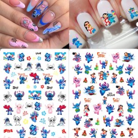 6 Sheets Cute Nail Art Stickers Decals 3D Self Adhesive Kawaii Designer Nail Stickers for Nail Art Supplies Cartoon Nail Stickers Women Girls DIY Cute Acrylic Nail Decorations