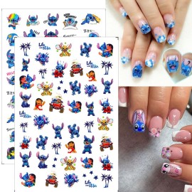 6 Sheets Cute Nail Art Stickers Decals 3D Self Adhesive Kawaii Designer Nail Stickers for Nail Art Supplies Cartoon Nail Stickers Women Girls DIY Cute Acrylic Nail Decorations