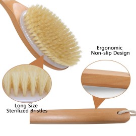 OWIIZI Bath Brushes with Soft and Natural Bristles Antiskid Wooden Long Handle Shower Body Scrubber for Wet or Dry Exfoliating,Back Scrub Deep Cleanse OWIIZI Bath Brushes with Soft and Natural Bristles Antiskid Wooden Long Handle Shower Body Scrubber for Wet or Dry Exfoliating,Back Scrub Deep Cleanse