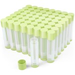 LotFancy Lip Balm Tubes Empty, 60PCS 5.5ml (3/16 Oz), Clear Lip Balm Container Tubes with Green Caps, BPA Free & Leak Free, Refillable