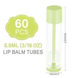 LotFancy Lip Balm Tubes Empty, 60PCS 5.5ml (3/16 Oz), Clear Lip Balm Container Tubes with Green Caps, BPA Free & Leak Free, Refillable LotFancy Lip Balm Tubes Empty, 60PCS 5.5ml (3/16 Oz), Clear Lip Balm Container Tubes with Green Caps, BPA Free & Leak Free, Refillable