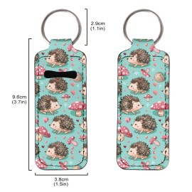 Baxinh Hedgehog Mushroom Chapstick Holder Keychain for Women Girl, Functional Lip Gloss Tube Holder Keychain Lipstick Holder Case Lip Balm Holder Keychain, multicolor