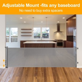 WOMHOM 140 Inch Extra Wide Baby Gate for Large Opening Outdoor Retractable Baby Gates for Doorways Extra Long Retractable Dog gate Extra Large Pet Gates for Dogs Indoor Mesh Baby Gate (Grey)