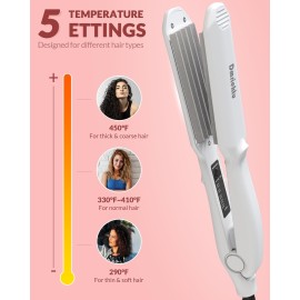 Hair Crimper for Women, Dmriektu Crimping Iron for Volumizing Fluffy Hairstyle, Crimper Hair Iron with Ceramic Hair Styling Tools for Women Girls Adjust Temp Dual Voltage Auto Off