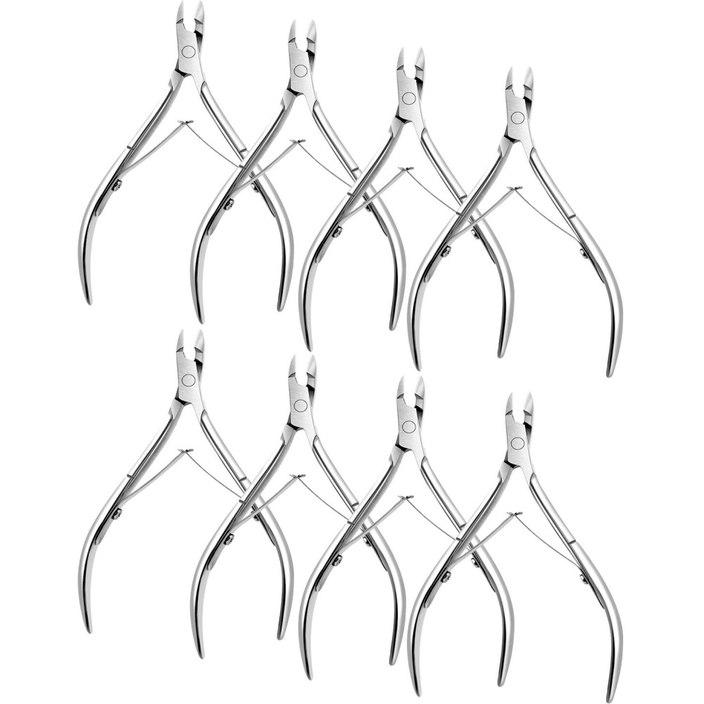 Japior 8 Packs Cuticle Nippers Stainless Steel Cuticle Trimmer Cutter Pointed Blade Nail Cuticle Dead Skin Clipper Manicure Tool for Fingernails Toenails