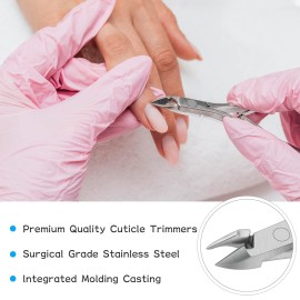 Japior 8 Packs Cuticle Nippers Stainless Steel Cuticle Trimmer Cutter Pointed Blade Nail Cuticle Dead Skin Clipper Manicure Tool for Fingernails Toenails
