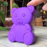 Premium Sensory Brush for Kids or Autism,Soft Silicone Body Scrubber,2 in 1 Sensory Room Occupational Therapy Sensory Brushes,Silicone Loofah,Pet Shower Brush Bath Brush Shampoo Brush(Bear-Purple)