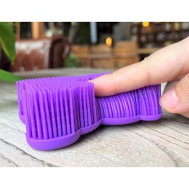 Premium Sensory Brush for Kids or Autism,Soft Silicone Body Scrubber,2 in 1 Sensory Room Occupational Therapy Sensory Brushes,Silicone Loofah,Pet Shower Brush Bath Brush Shampoo Brush(Bear-Purple)
