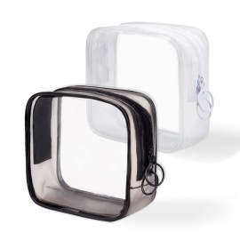 LYroo Small Makeup Bag Clear Mini Makeup Zipper Pouch Makeup Bag Small Cosmetic Bag for Purse Essentials Items Women Coin Purse Aesthetic Stuff2 Pack