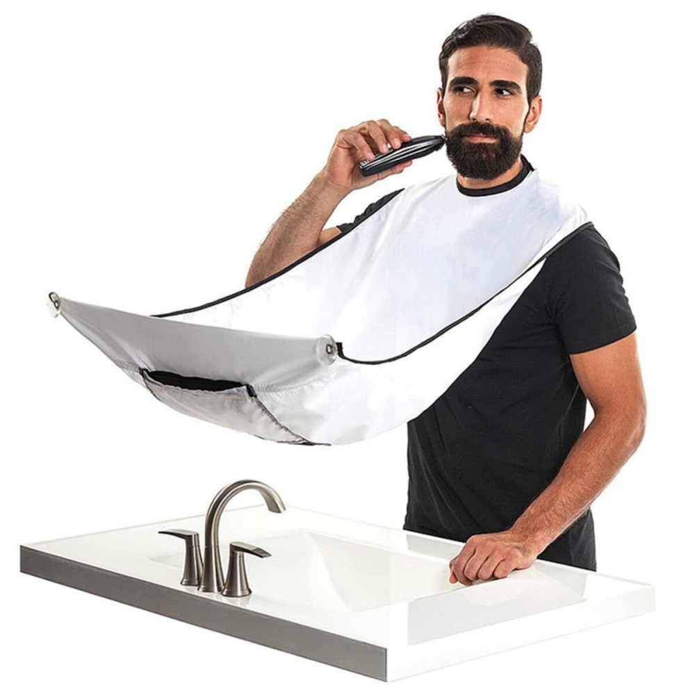 SAIJINZHI Male Beard Shaving Apron Care Clean Hair Adult Shaver Holder Bathroom Organizer for Man, Beard Trimming Catcher Bib (white) SAIJINZHI Male Beard Shaving Apron Care Clean Hair Adult Shaver Holder Bathroom Organizer for Man, Beard Trimming Catcher Bib (white)