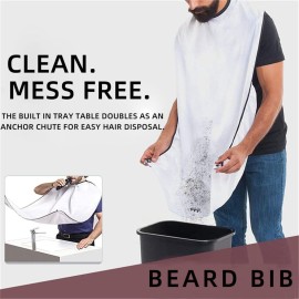 SAIJINZHI Male Beard Shaving Apron Care Clean Hair Adult Shaver Holder Bathroom Organizer for Man, Beard Trimming Catcher Bib (white) SAIJINZHI Male Beard Shaving Apron Care Clean Hair Adult Shaver Holder Bathroom Organizer for Man, Beard Trimming Catcher Bib (white)