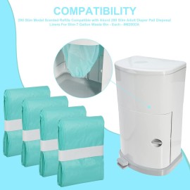 Lisyee 4 Pack Adult Diaper Liner Refills Compatible with Janibell Akord 280 Slim Model Adult Diaper System, Green, Lightly Scented