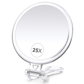 B Beauty Planet 25X Magnifying Mirror, 5-Inch Double-Sided Handheld Mirror with Adjustable Stand, Ideal for Travel and Daily Makeup Application