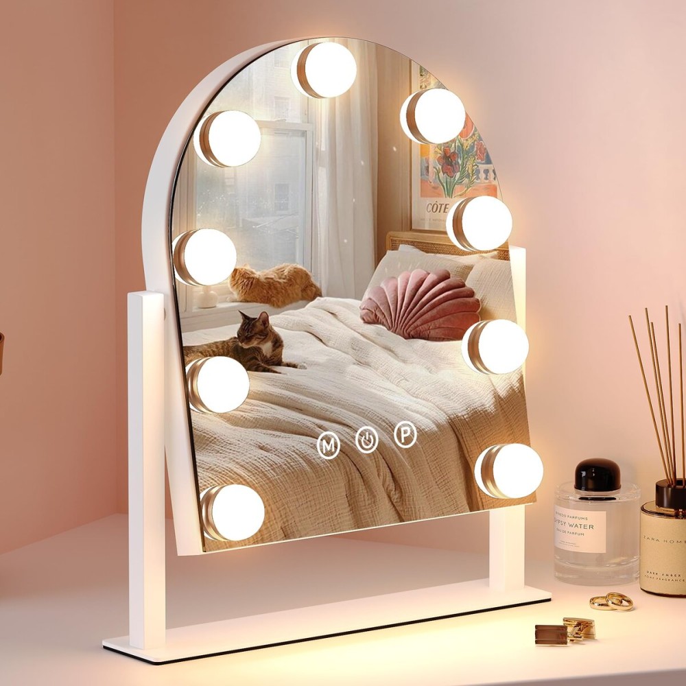 ZL ZELing Makeup Mirror with Lights, Vanity Mirror with Lights, Lighted Makeup Mirror, 3 Color Modes, Dimmable Light,360 Rotation