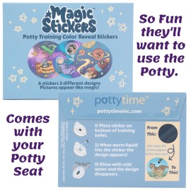 Potty Time New | Potty Training Seat by Potty Watch Inventor - Easy & Fun Toilet Seat with Interactive 6 Reusable Color Changing Magic Stickers - Easy to Peel Stickers for Kids - (Potty Seat, Space)