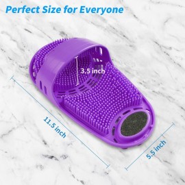 Kibhous Silicone Shower Foot Scrubber Personal Foot Massage and Cleaning with Soft Silicone Bristles and Non-Slip Suction Cups, Foot Scrubbers for Use in Shower Men and Women (1PCS Purple)
