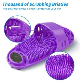 Kibhous Silicone Shower Foot Scrubber Personal Foot Massage and Cleaning with Soft Silicone Bristles and Non-Slip Suction Cups, Foot Scrubbers for Use in Shower Men and Women (1PCS Purple)