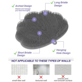 Manmihealth Upgrade Shower Foot Massager Scrubber & Bath Glove Set(2 PCS), Hands-Free Back Scrubber for Shower, Wall-Mounted Shower Brush with Body & Face Scrubber and Free Adhesive Hook. (Gray)