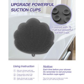 Manmihealth Upgrade Shower Foot Massager Scrubber & Bath Glove Set(2 PCS), Hands-Free Back Scrubber for Shower, Wall-Mounted Shower Brush with Body & Face Scrubber and Free Adhesive Hook. (Gray)
