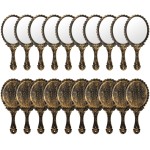 20 Pcs Vintage Handheld Mirrors, 9.8 l x 4.5 W Portable Hand Held Embossed Flower Retro Compact Mirror with Handle for Women Face Makeup Travel Mothers Day Gift(Vintage)