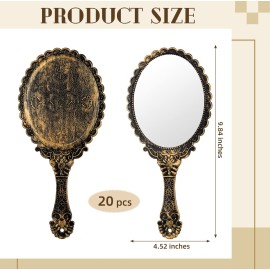 20 Pcs Vintage Handheld Mirrors, 9.8 l x 4.5 W Portable Hand Held Embossed Flower Retro Compact Mirror with Handle for Women Face Makeup Travel Mothers Day Gift(Vintage) 20 Pcs Vintage Handheld Mirrors, 9.8 l x 4.5 W Portable Hand Held Embossed Flower Retro Compact Mirror with Handle for Women Face Makeup Travel Mothers Day Gift(Vintage)