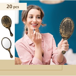 20 Pcs Vintage Handheld Mirrors, 9.8 l x 4.5 W Portable Hand Held Embossed Flower Retro Compact Mirror with Handle for Women Face Makeup Travel Mothers Day Gift(Vintage) 20 Pcs Vintage Handheld Mirrors, 9.8 l x 4.5 W Portable Hand Held Embossed Flower Retro Compact Mirror with Handle for Women Face Makeup Travel Mothers Day Gift(Vintage)