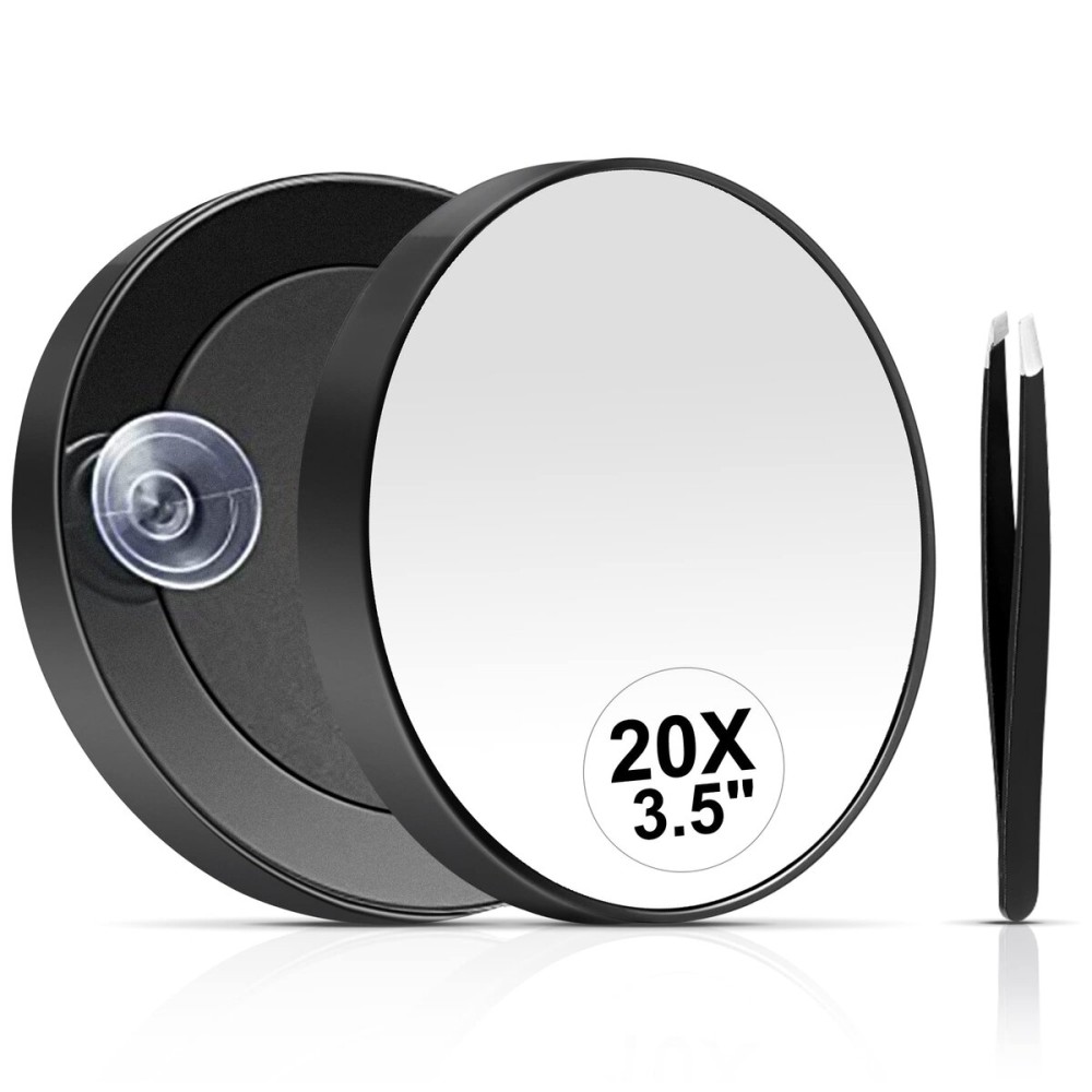 MIYADIVA 20X Magnifying Mirror, 20X Magnifying Mirror Suction Cup and Tweezers, As a Mganifying Makeup Mirror, Pocket Mirror Set for Eyes Makeup 3.5 Inches MIYADIVA 20X Magnifying Mirror, 20X Magnifying Mirror Suction Cup and Tweezers, As a Mganifying Makeup Mirror, Pocket Mirror Set for Eyes Makeup 3.5 Inches