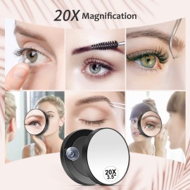MIYADIVA 20X Magnifying Mirror, 20X Magnifying Mirror Suction Cup and Tweezers, As a Mganifying Makeup Mirror, Pocket Mirror Set for Eyes Makeup 3.5 Inches MIYADIVA 20X Magnifying Mirror, 20X Magnifying Mirror Suction Cup and Tweezers, As a Mganifying Makeup Mirror, Pocket Mirror Set for Eyes Makeup 3.5 Inches
