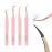 Ms.Queen Lash Tweezers for Eyelash Extensions,Precision 4Pcs Fiber Tip Grip 45 90 Degree L-Shaped Boot Curved Isolation Eyelash Tweezers Set