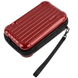 Framendino, Red Hard Shell Cosmetics Case Mini Cross Body Bag Suitcase with Detachable Grip Rope and Shoulder Strap