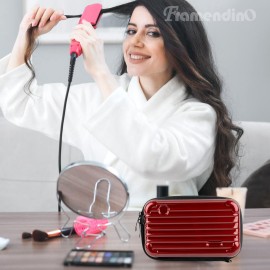Framendino, Red Hard Shell Cosmetics Case Mini Cross Body Bag Suitcase with Detachable Grip Rope and Shoulder Strap
