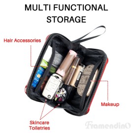 Framendino, Red Hard Shell Cosmetics Case Mini Cross Body Bag Suitcase with Detachable Grip Rope and Shoulder Strap