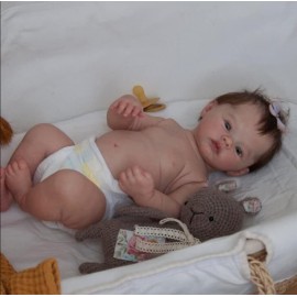 RXDOLL 18 inch Reborn Baby Dolls Anatomically Correct Girl Realistic Newborn Baby Dolls Silicone Vinyl Full Body Real Life Baby Doll Washable Toy Gifts for Kids Age 3+, Brown