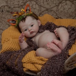 RXDOLL 18 inch Reborn Baby Dolls Anatomically Correct Girl Realistic Newborn Baby Dolls Silicone Vinyl Full Body Real Life Baby Doll Washable Toy Gifts for Kids Age 3+, Brown
